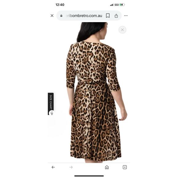 Unique Vintage Kelsie Cheetah Print Full Wrap Midi Dress Fall Sz 3X 20‎ - Picture 2 of 9